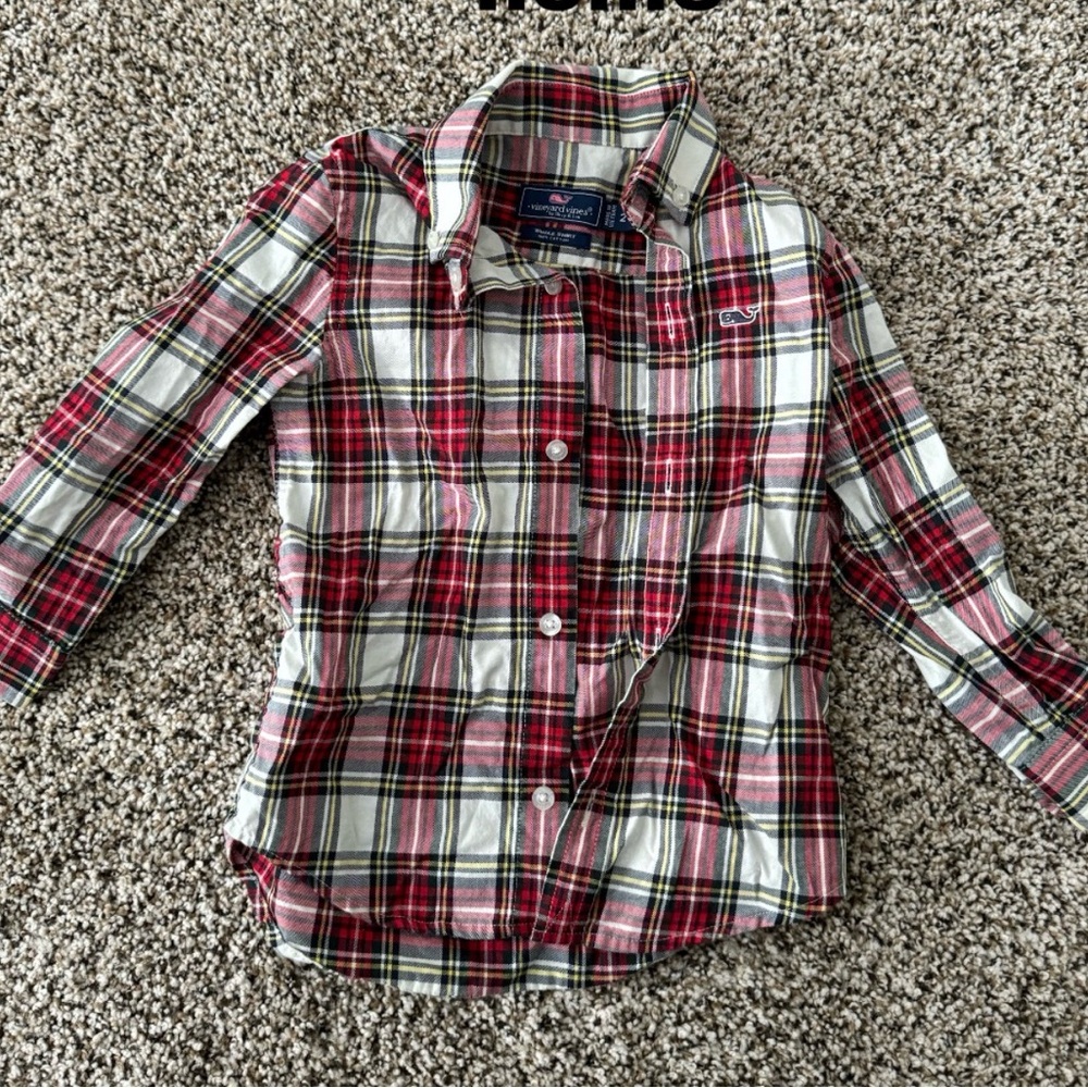 Vineyard Vines Red and White Plaid Shirt